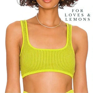 1789. REVOLVE X FOR LOVES & LEMONS GEMMA BRALETTE SIZE XSMALL KNITTED LIME GREEN